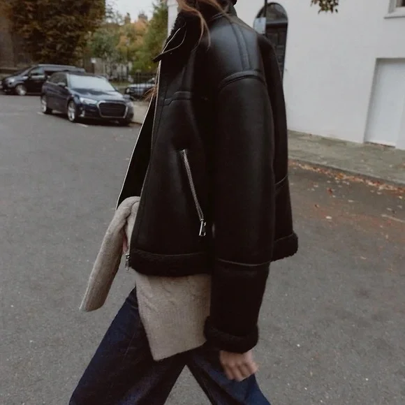 Zara double-faced fleece jacket in black - Picture 5 of 6